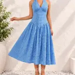 Bra Blue Gingham Elegance Flare Dress