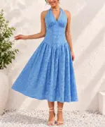 Bra Blue Gingham Elegance Flare Dress