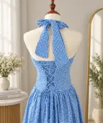 Bra Blue Gingham Elegance Flare Dress - Image 2