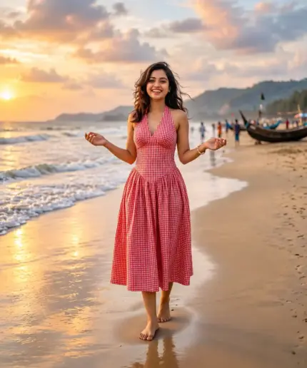Bra Red Gingham Elegance Flare Dress