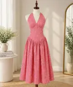 Bra Red Gingham Elegance Flare Dress - Image 3