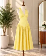 Bra Yellow Gingham Elegance Flare Dress - Image 2