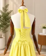 Bra Yellow Gingham Elegance Flare Dress - Image 3