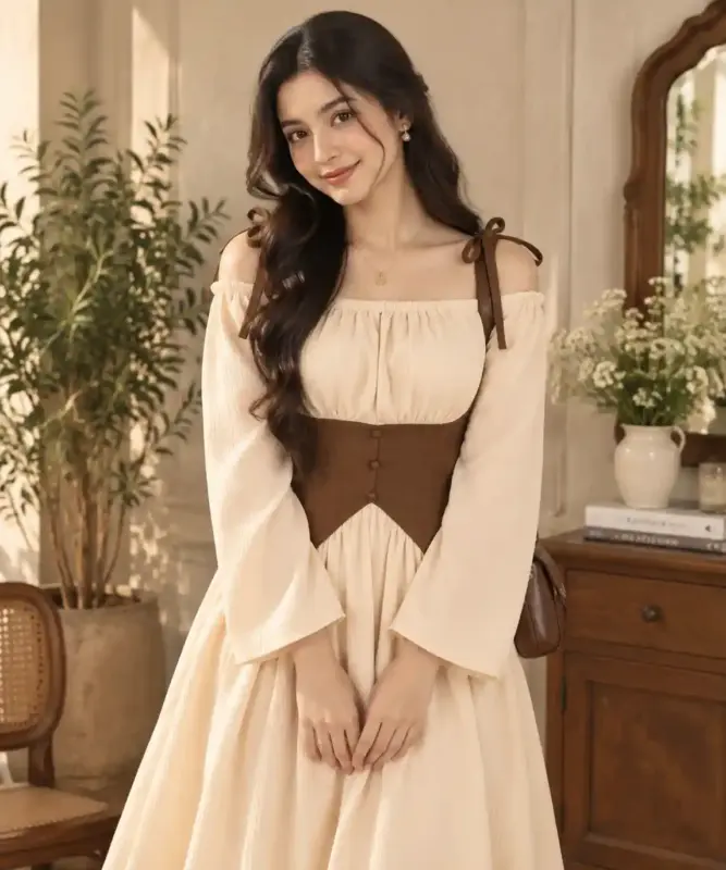 Vintage Cream Unique Dress